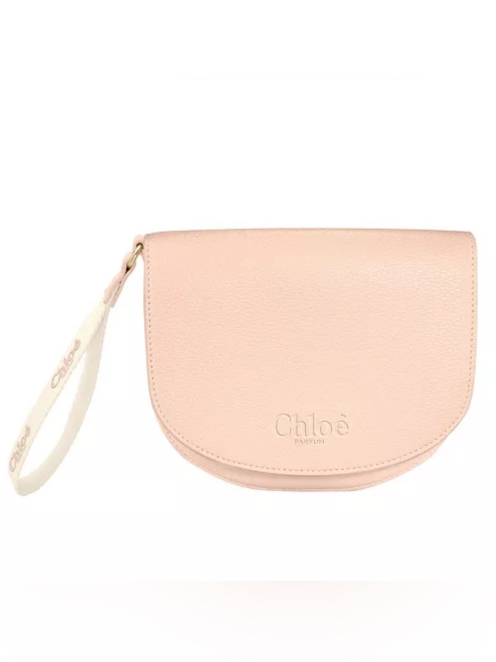 Chloe Parfum Pastel Pink Faux Leather Half-Moon Wristlet Mini Bag